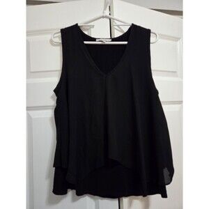 Green Envelope Black Layered Sleeveless Sleeveless Top Women's, Large